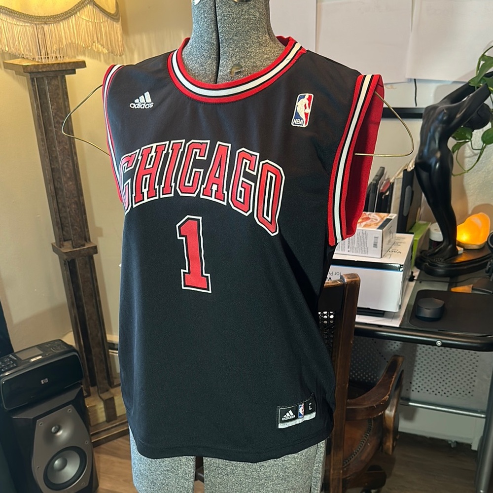 Adidas Black and Red Basketball Jersey